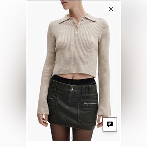 Mango Polo Flare Sleeve Rib Sweater